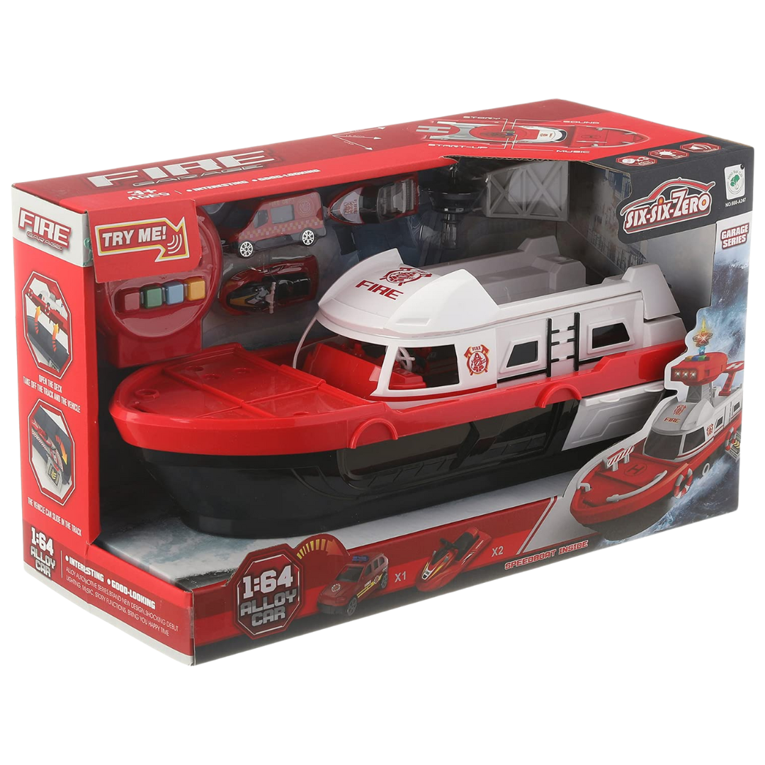 Six-Six-Zero Fire Rescue Boat Playset (1:64 Alloy Car) DestGlow