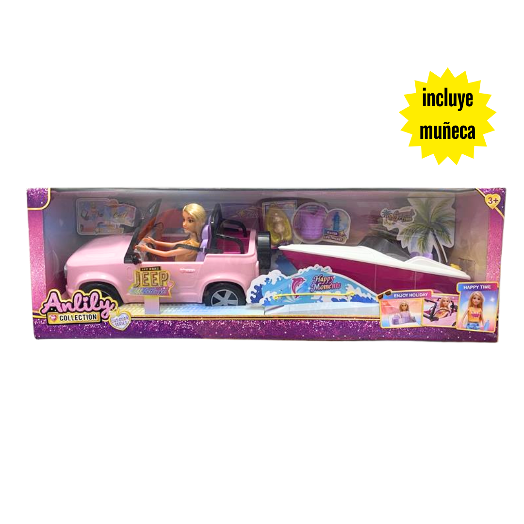 Anlily Off-Road Jeep & Boat Doll Playset (11.5in) by Farmacias Savia