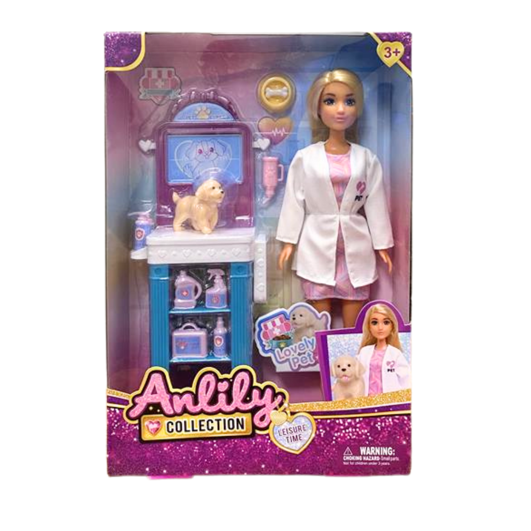 Anlily Veterinarian Doll Playset with Puppy & Medical Station DestGlow
