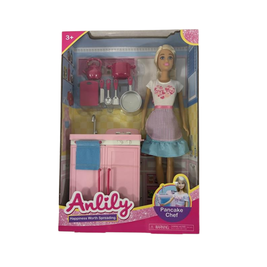 Anlily Pancake Chef Doll Playset with Kitchen Unit DestGlow