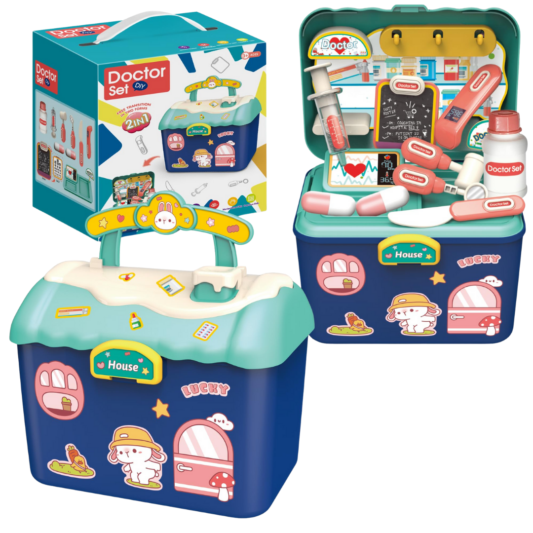 2-in-1 Doctor Medical Kit Carry Case Playset (Blue) by Farmacias Savia