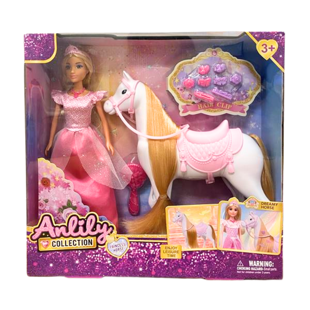Fairytale Princess Anlily Doll & Royal Horse Playset (Pink Dress) by Farmacias Savia
