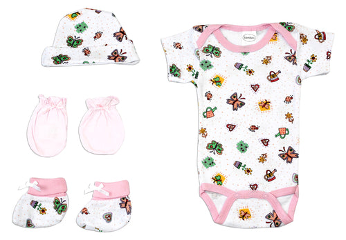 Newborn Baby Girls 4-Piece Layette Baby Shower Gift Set