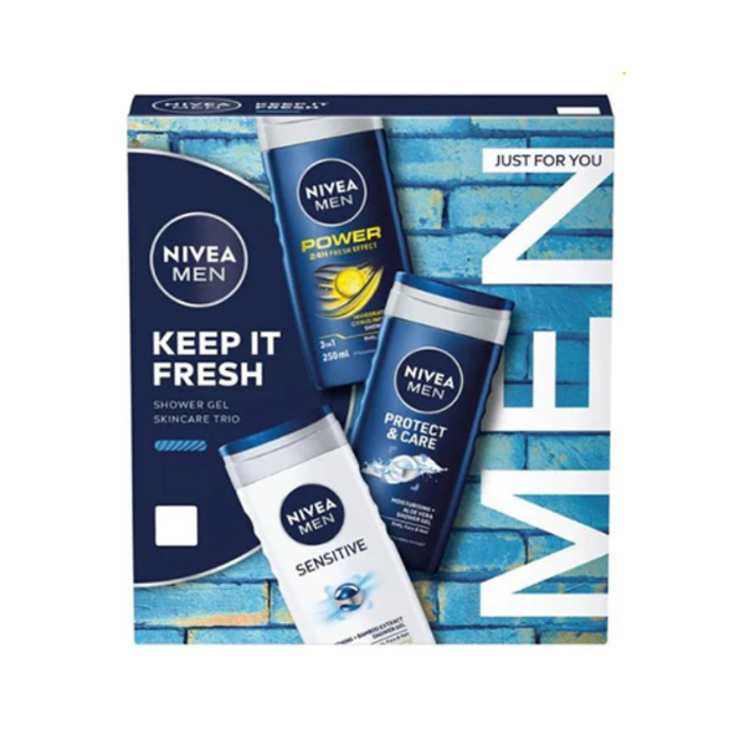 Nivea Men Keep It Fresh Shower Gel Trio Gift Set (3-Piece) DestGlow