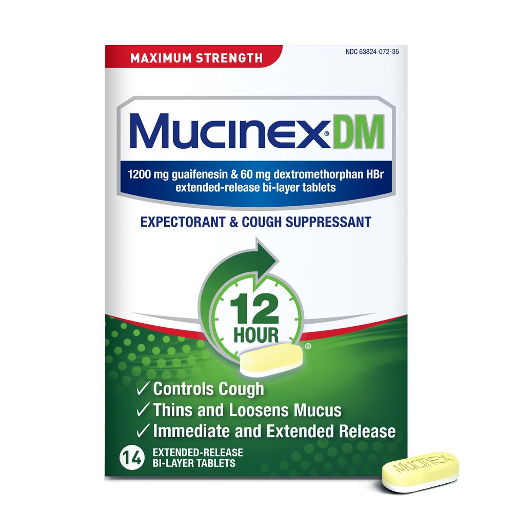 Mucinex Expectorant & Cough Suppressant, 12 Hour, Maximum Strength, Extended Release Bi Layer Tablets by Pasteur Pharmacy