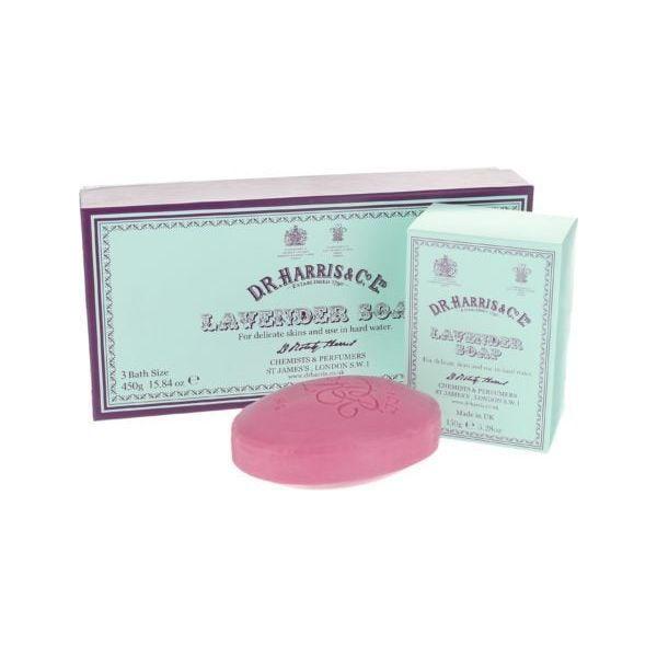 D. R. Harris & Co Lavender Box of 3 Bath Soaps 450g by Pasteur Pharmacy