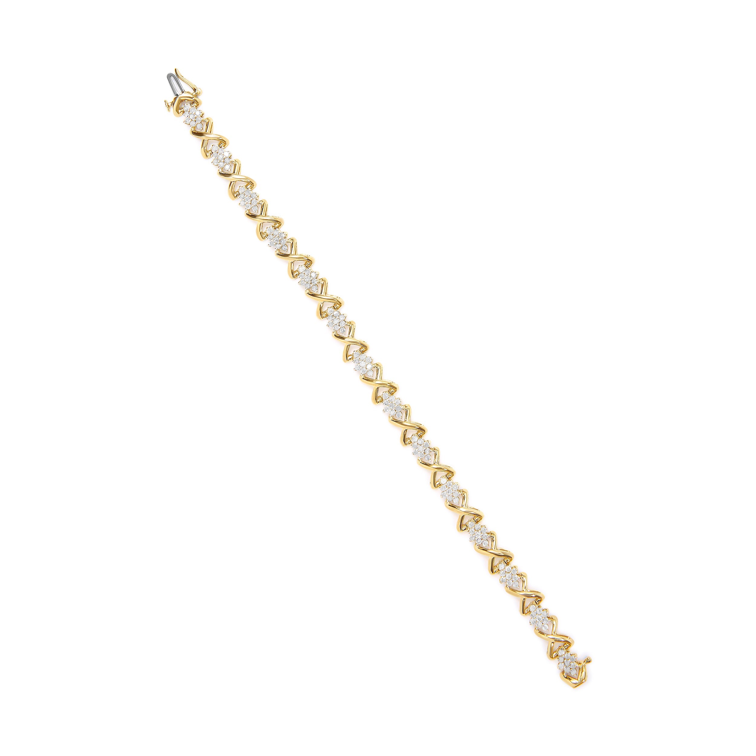 10k Yellow Gold Plated .925 Sterling Silver 2.00 Cttw Round-Cut Diamond Link 7" Bracelet (H-I Color, I2-I3 Clarity) by Bids.com