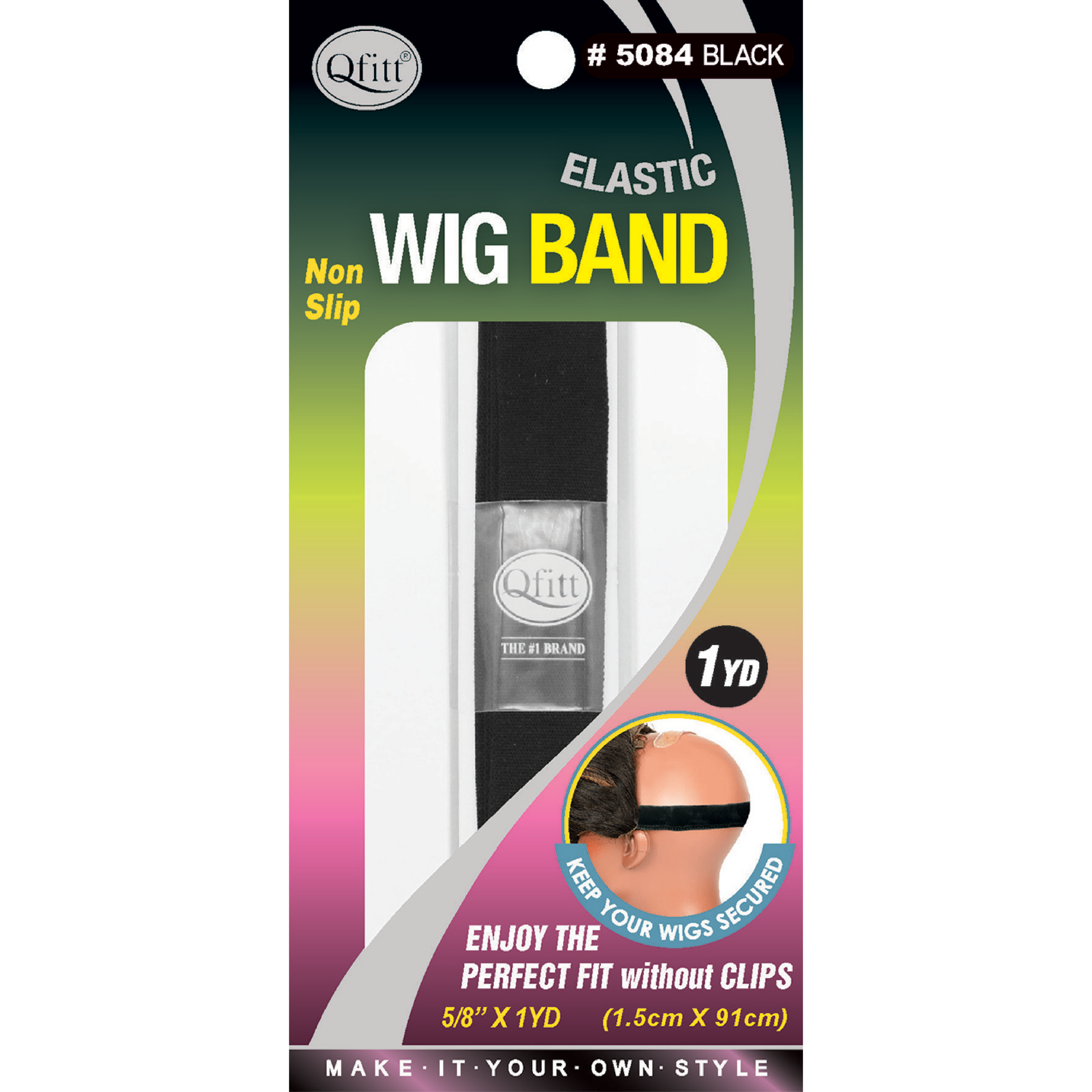 Qfitt Elastic Wig Band, Black 1 Yard