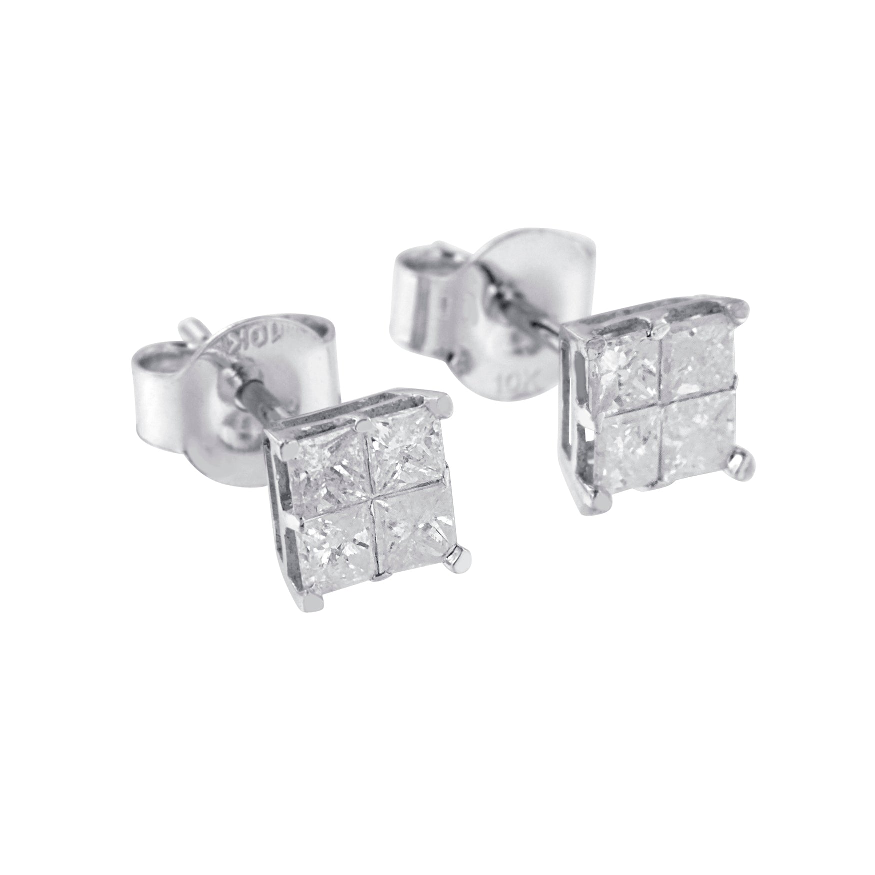 10k White Gold Diamond Stud Earrings (0.60 cttw, I-J Color, I2-I3 Clarity) by Bids.com