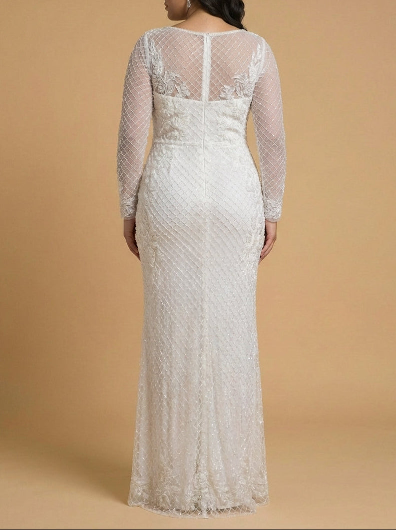 High Neck, Long Sleeve Beaded Wedding Gown | Lara 51004 by Lara New York