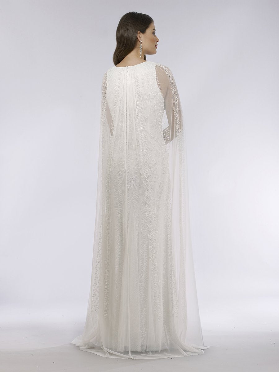 Lara Eve Beaded Cape Sleeve Wedding Dress by Lara New York