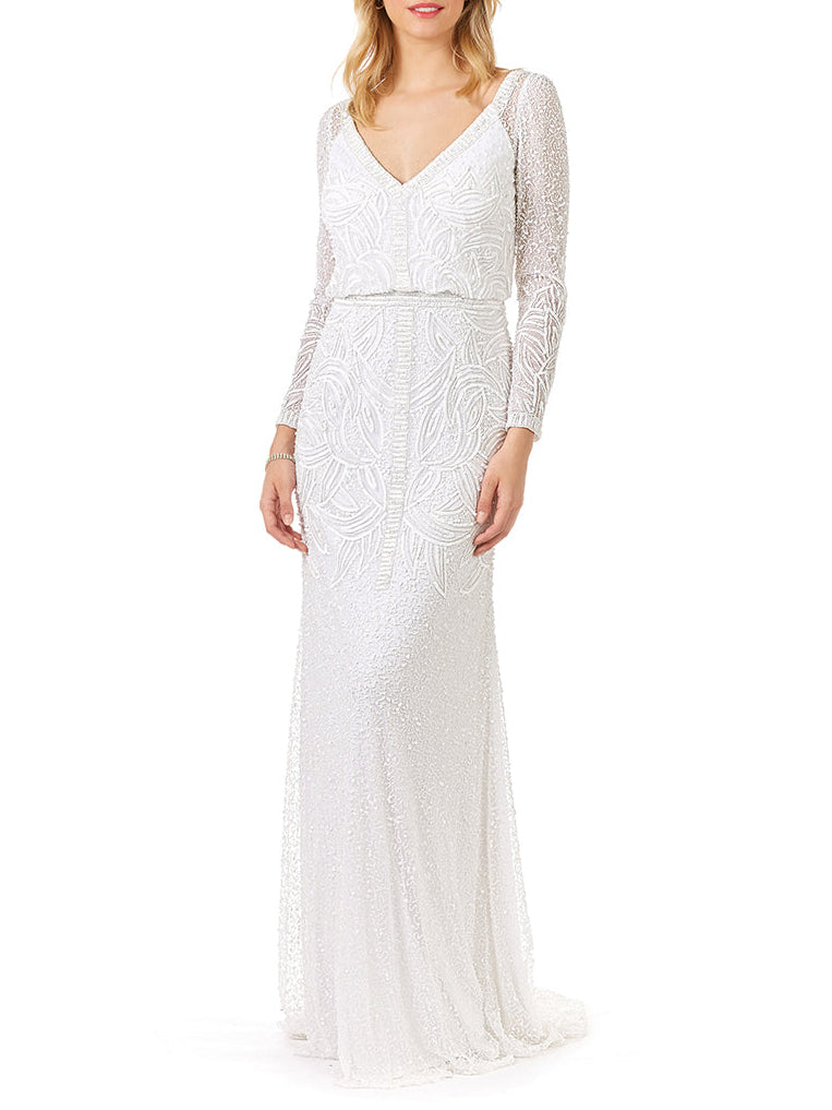 Lara Grant Long Sleeve Beaded Wedding Dress by Lara New York