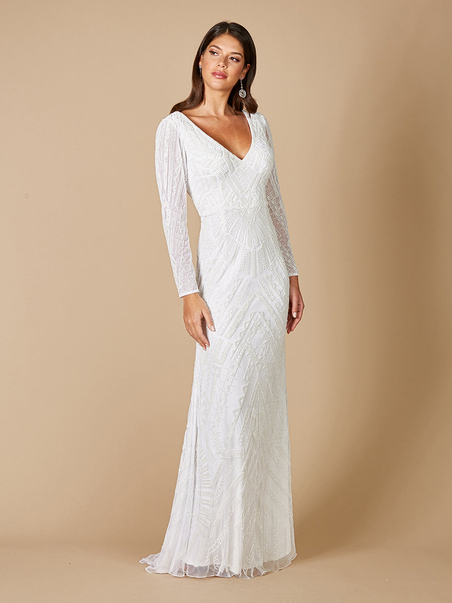 Lara Gretchen V-Neck Long Sleeve Wedding Dress by Lara New York