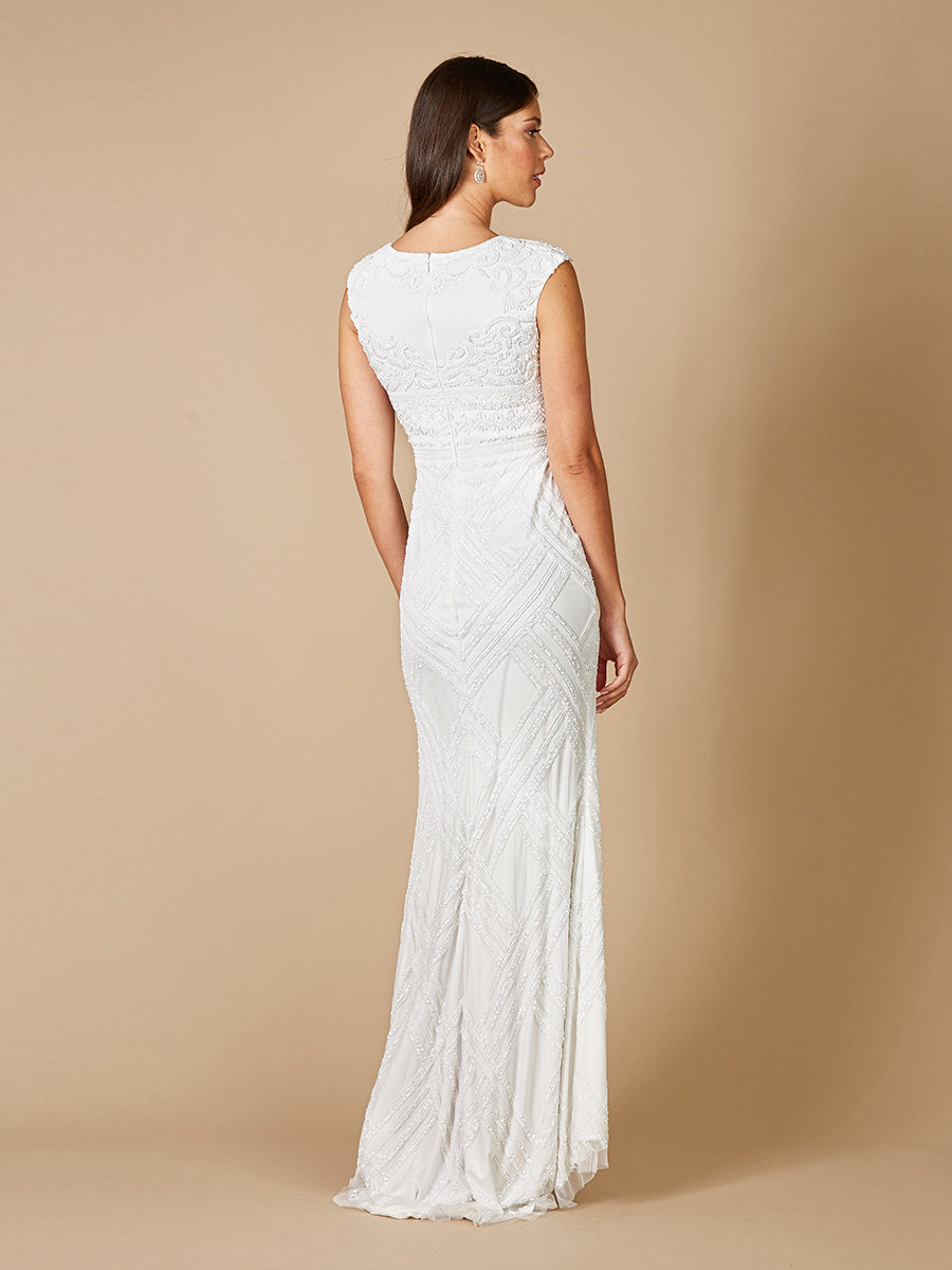 Lara Fabiana Cap Sleeve Beaded Wedding Gown by Lara New York
