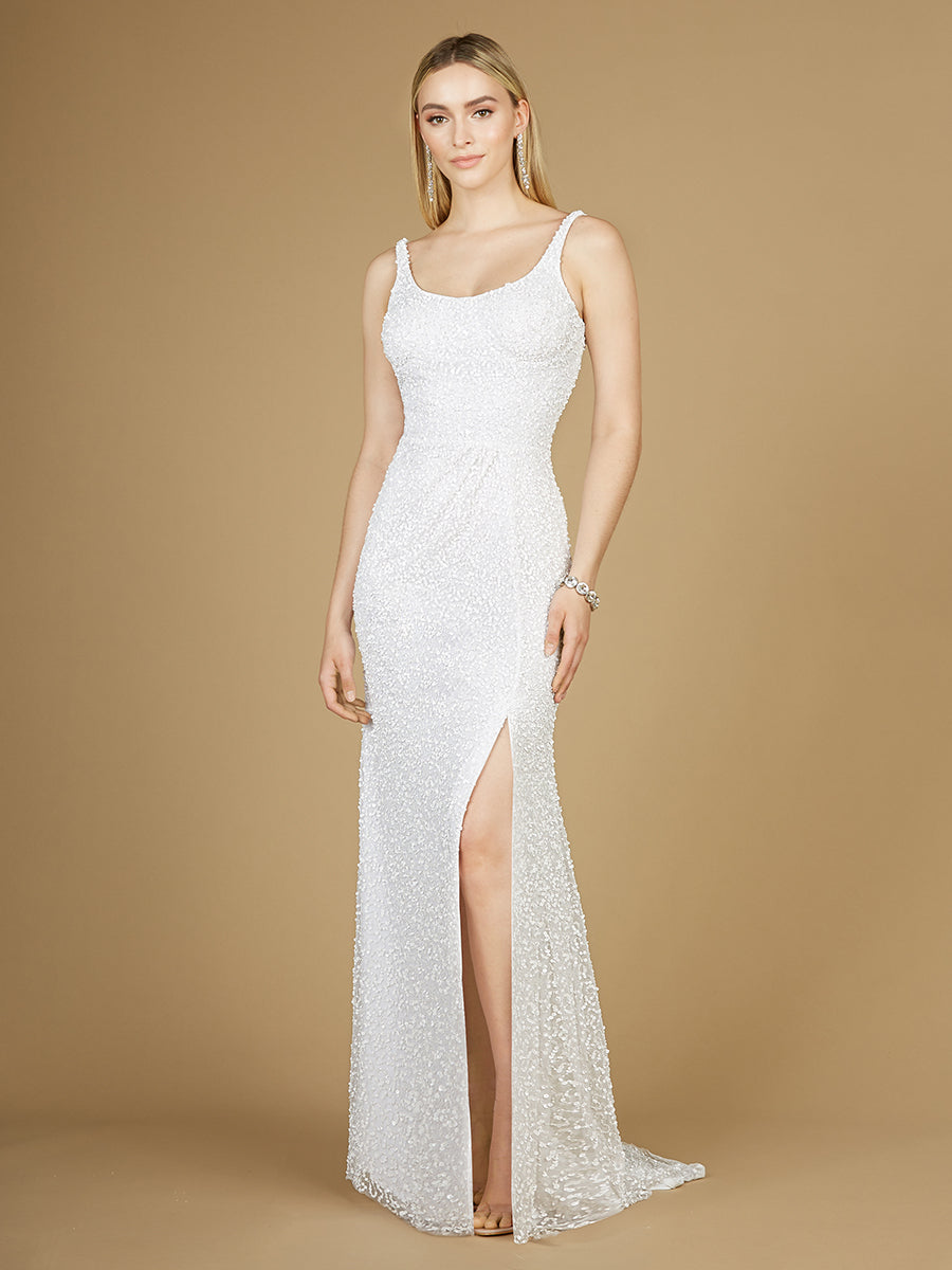 Bridal Beaded Gown with Slit by Lara New York