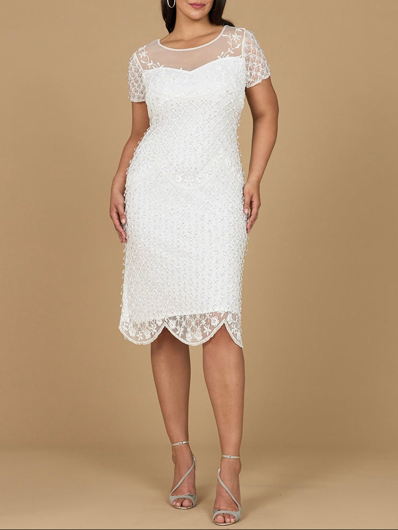 Beaded Midi Dress with Cap Sleeves - OUTLET by Lara New York