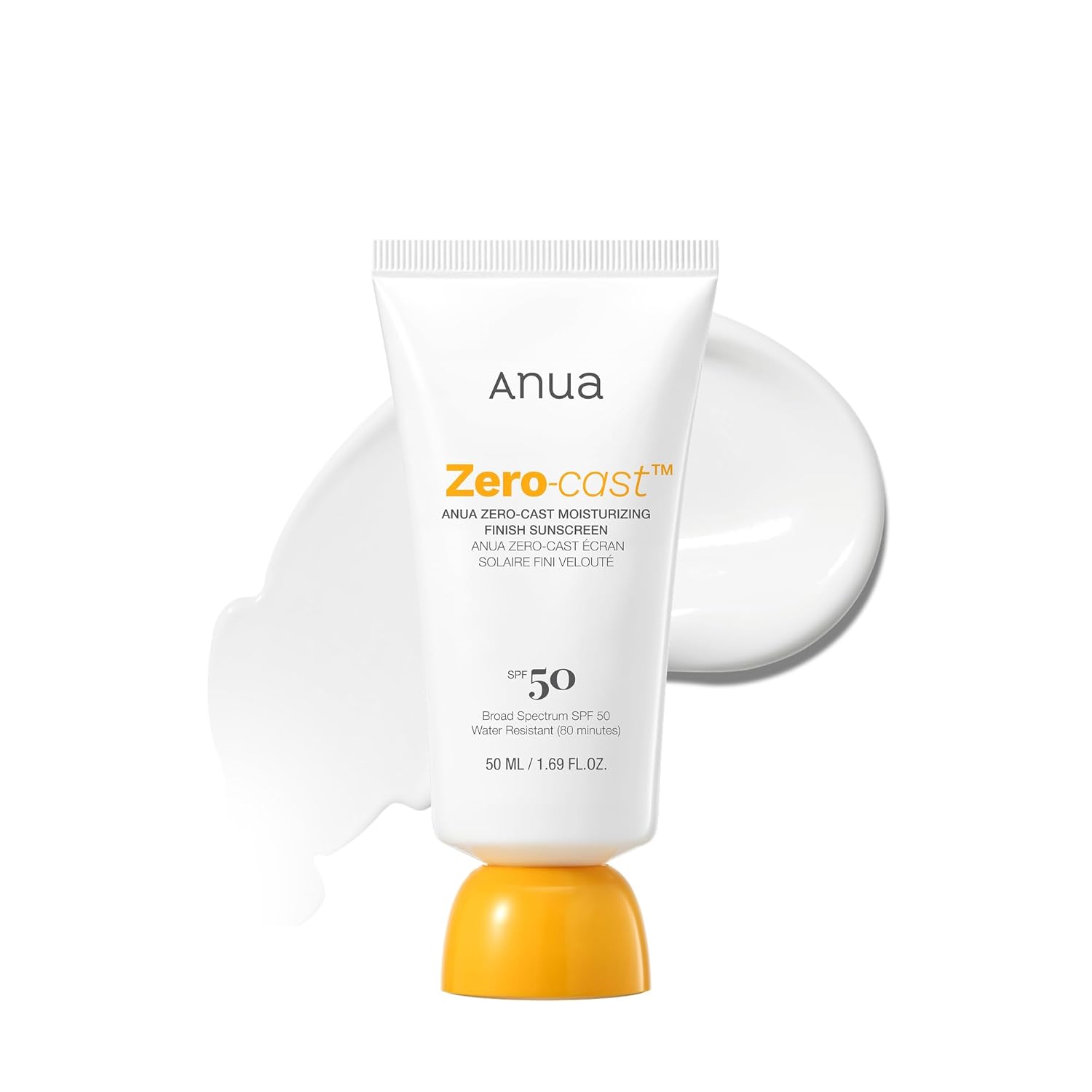 ANUA Zero-Cast Moisturizing Finish Sunscreen SPF50+ PA++++