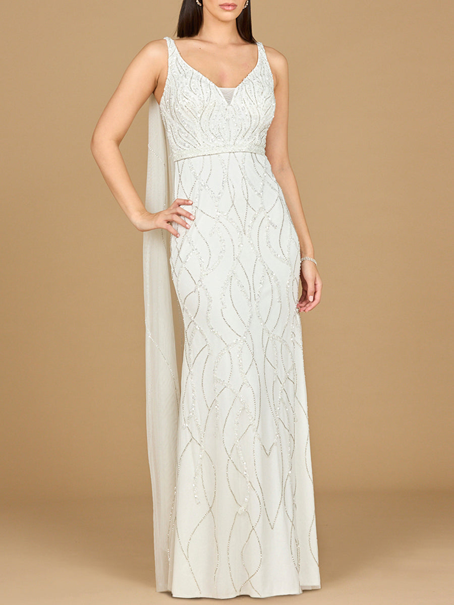 Lara 51214 - Beaded Wedding Gown with Cape by Lara New York