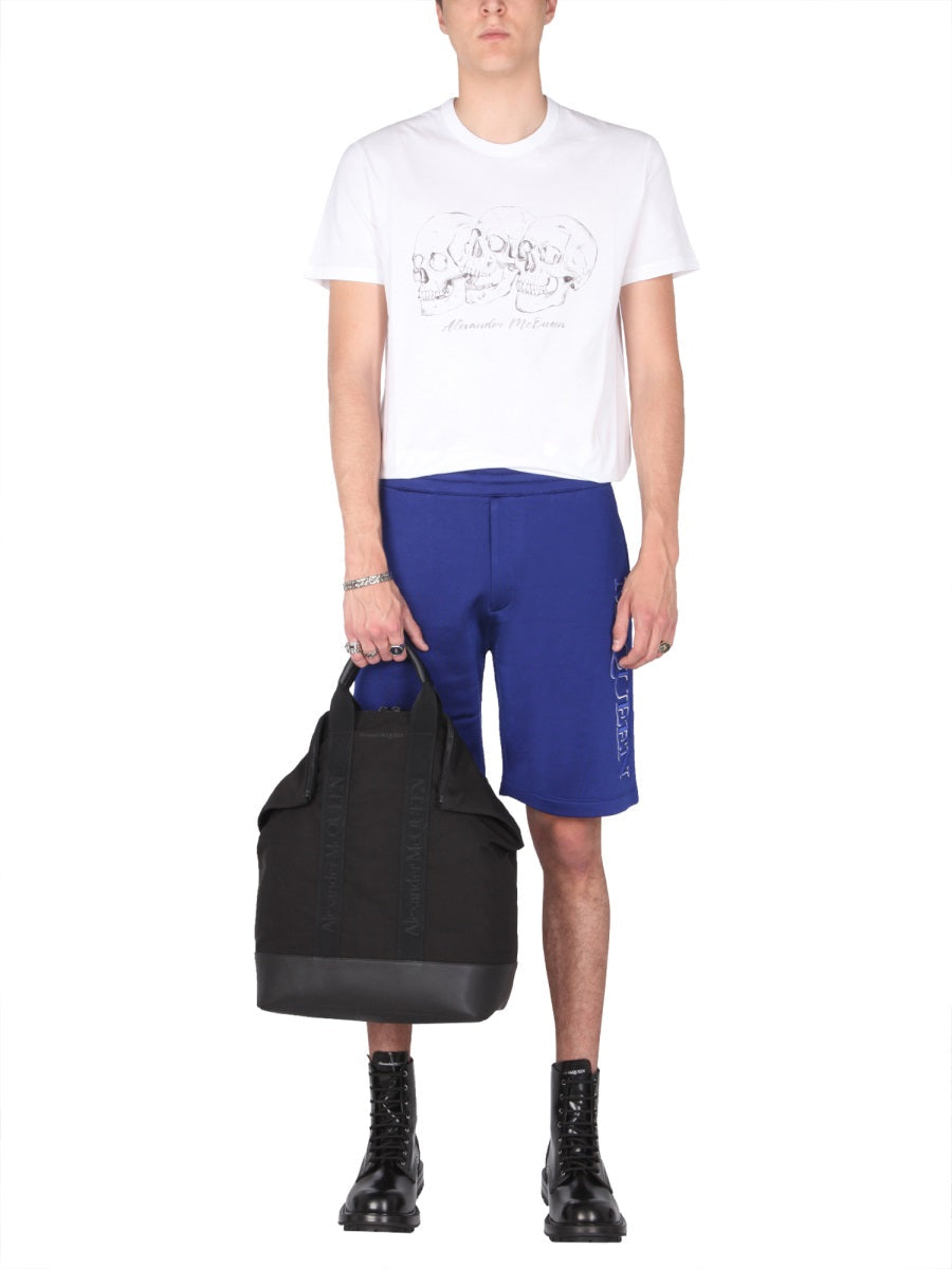 Alexander Mcqueen Men Shorts With Embroidered Logo by Luosophy