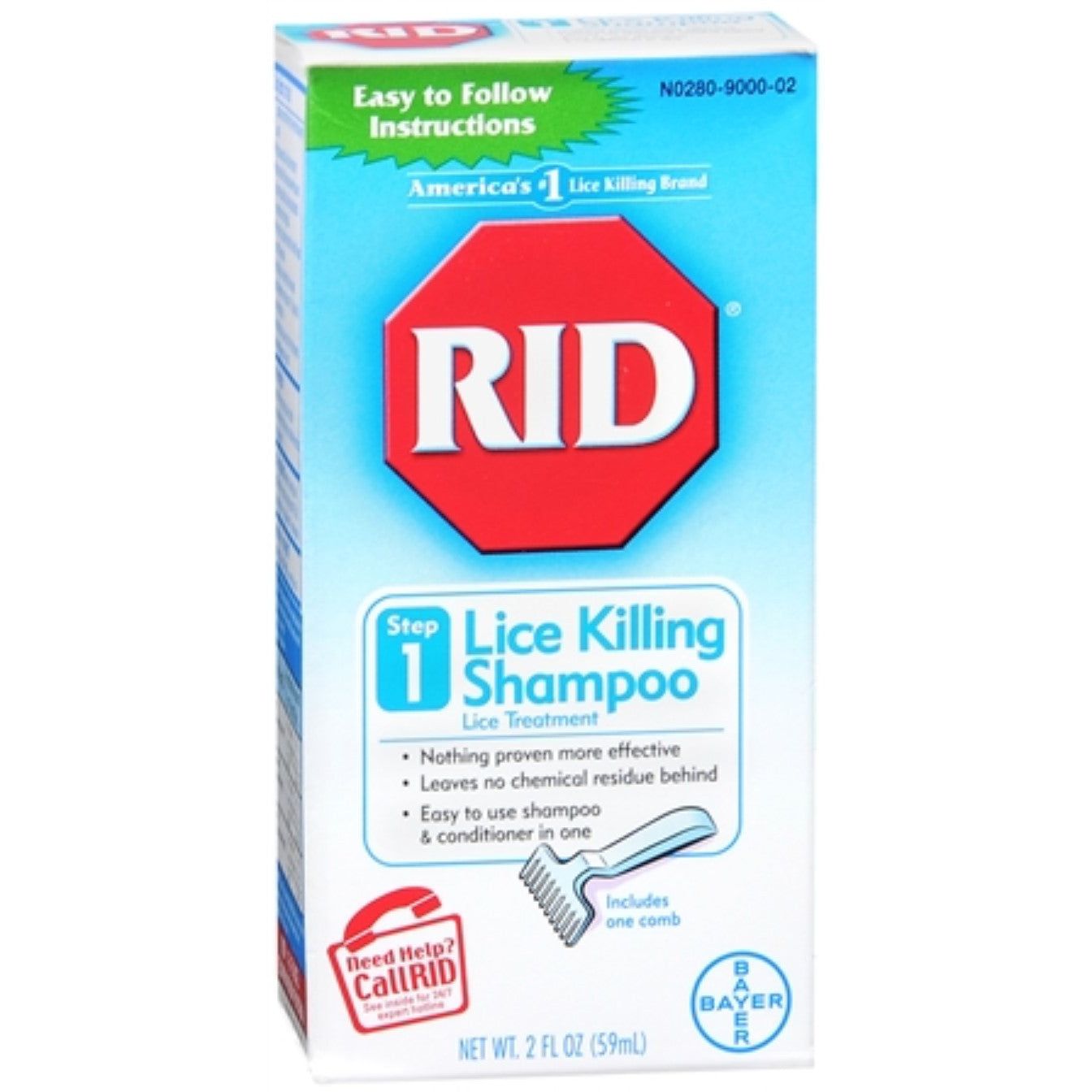 RID Lice Killing Shampoo, Includes 1 Nit Comb And 1 Bottle, 2 Ounces by Pasteur Pharmacy
