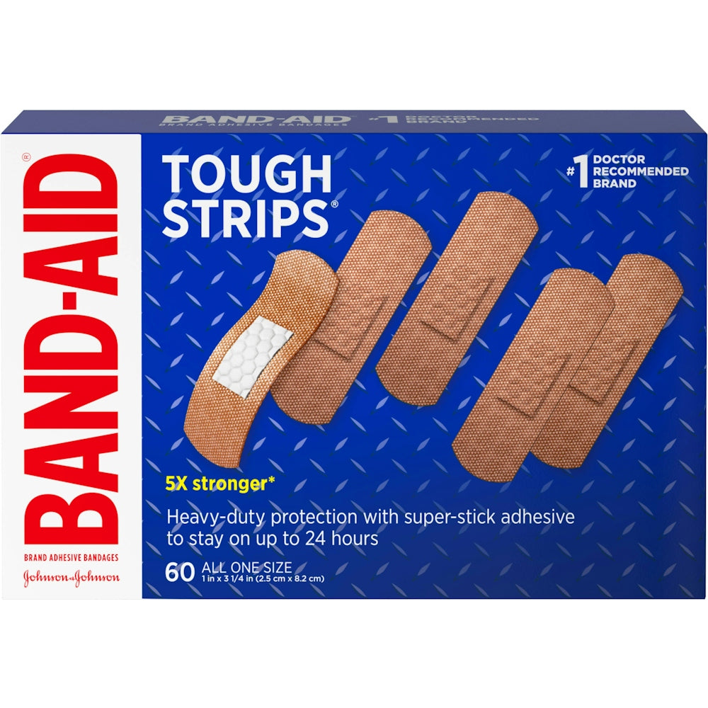 Band-Aid Tough Strips Adhesive Bandages All One Size 60 Ea by Pasteur Pharmacy