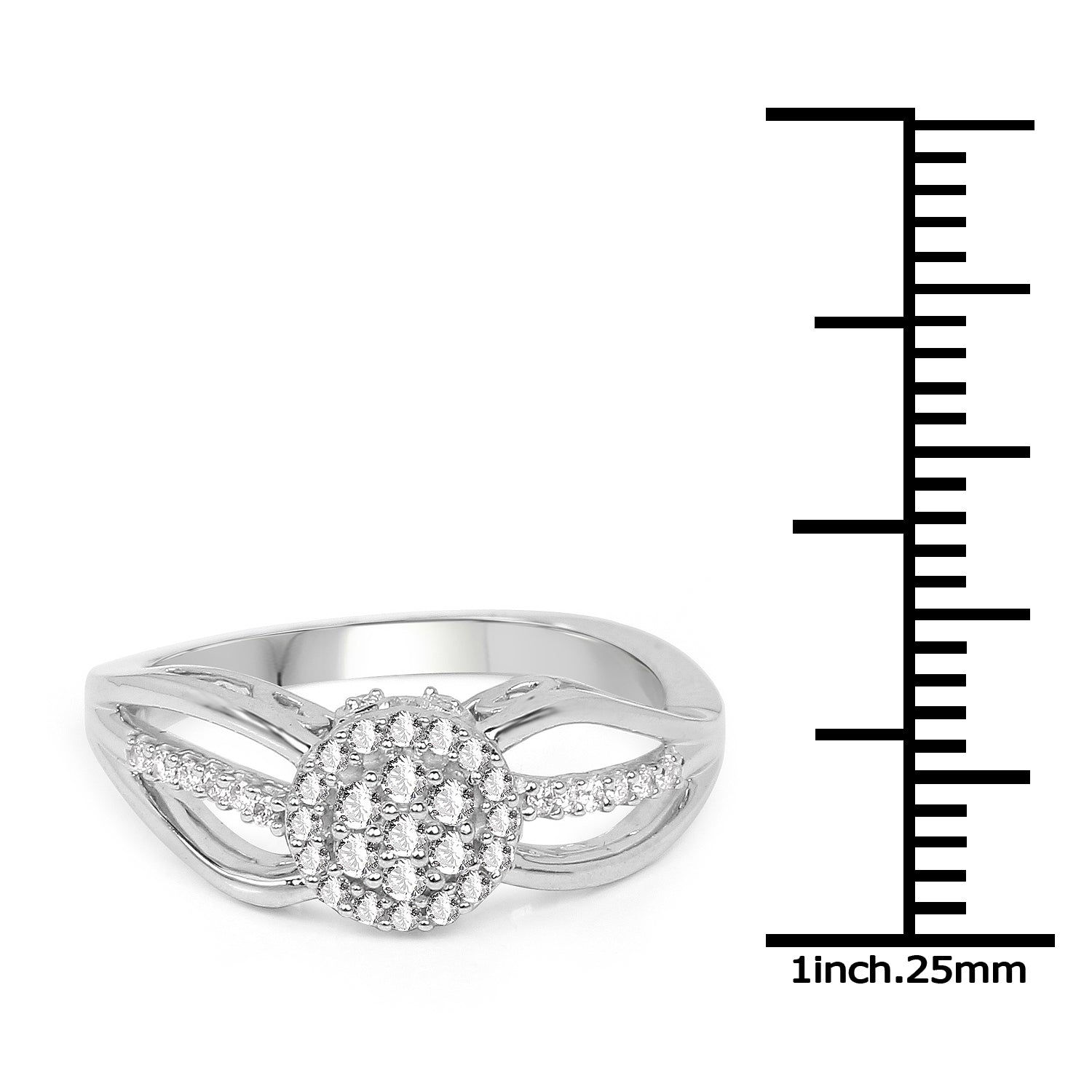 0.25 Carat Genuine White Diamond 14K White Gold Ring (E-F Color, SI Clarity) by Bids.com