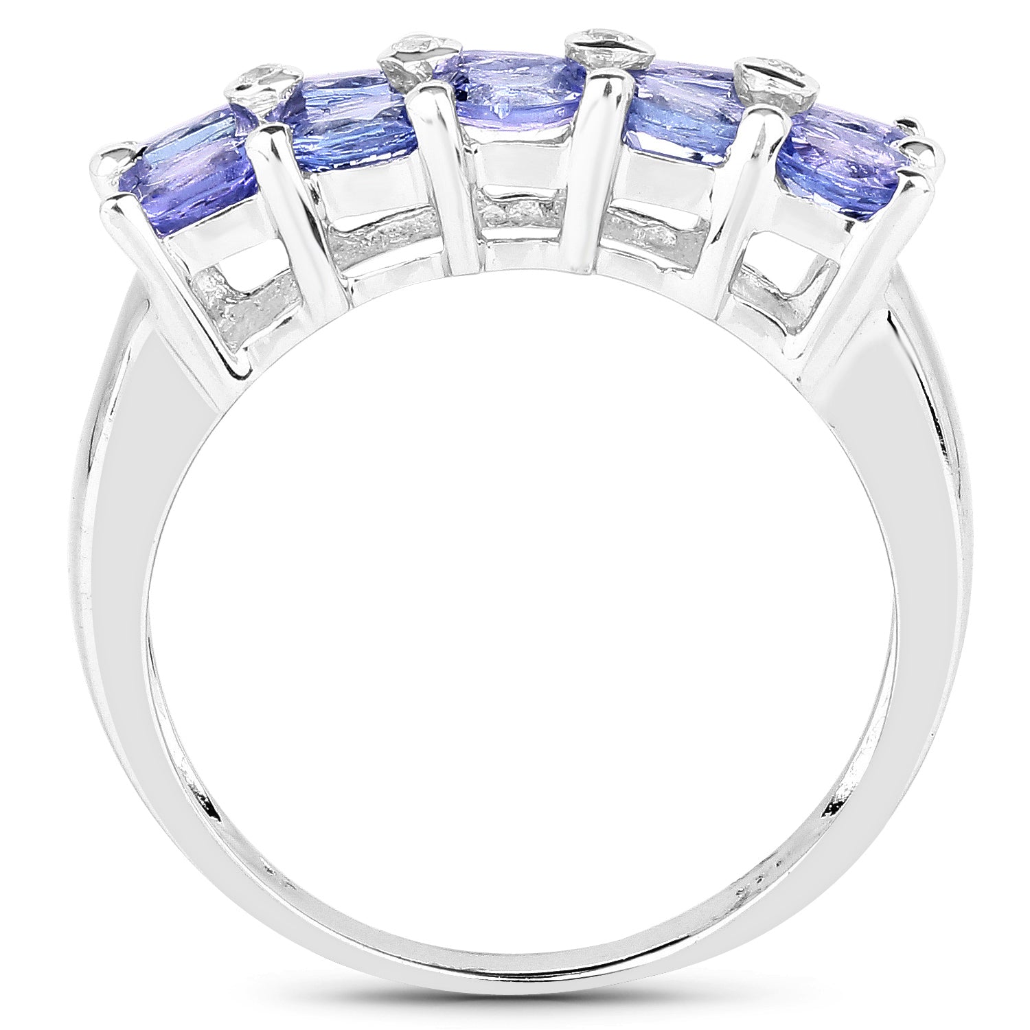 1.76 Carat Genuine Tanzanite and White Sapphire .925 Sterling Silver Ring by Bids.com