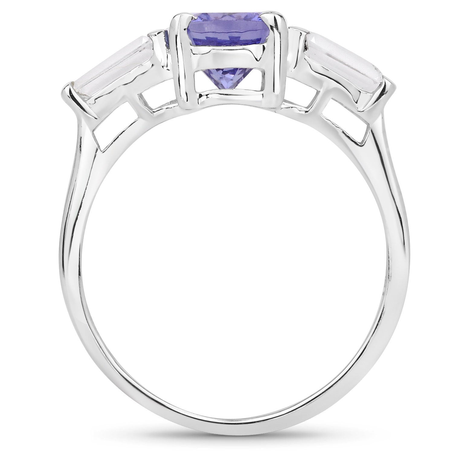 2.00 Carat Genuine Tanzanite and White Topaz .925 Sterling Silver Ring by Bids.com