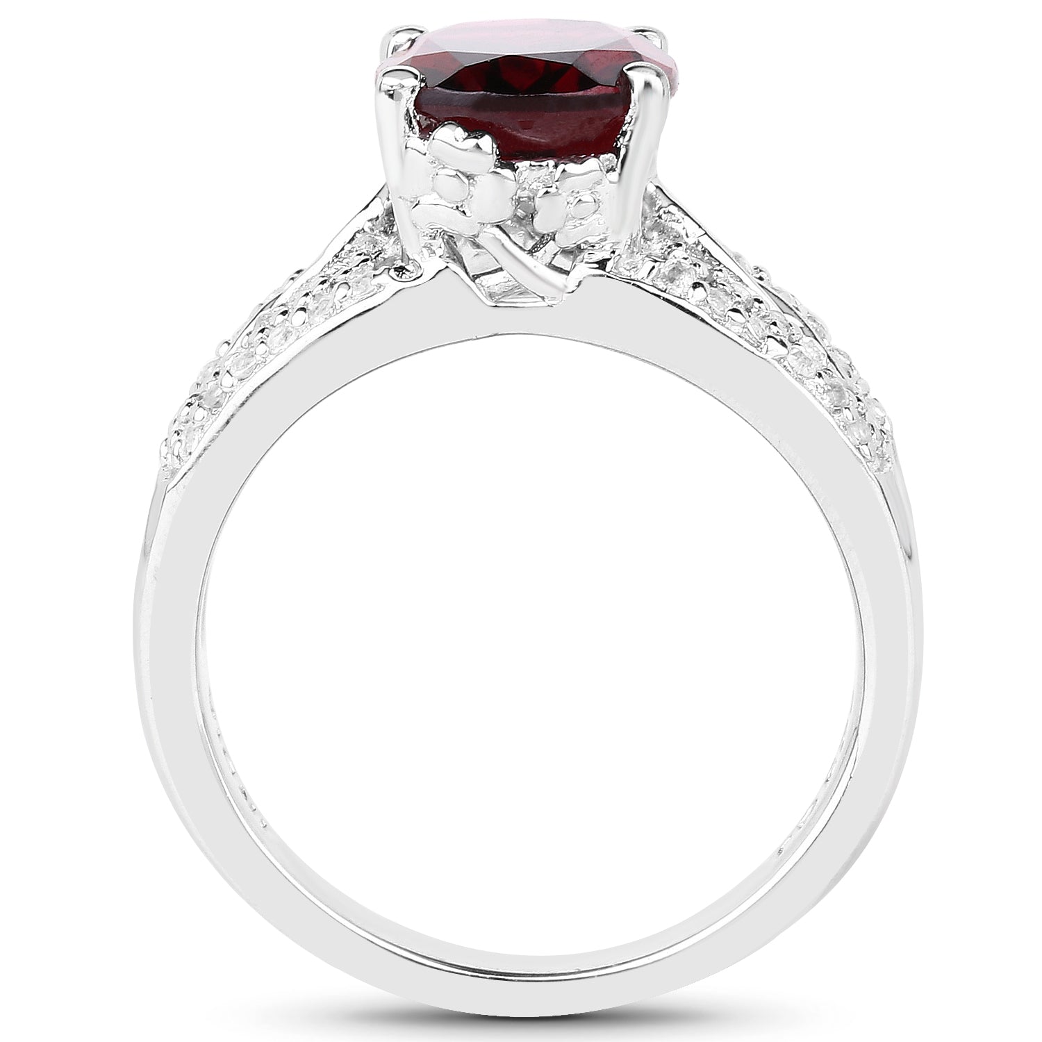 3.23 Carat Genuine Rhodolite and White Topaz .925 Sterling Silver Ring by Bids.com