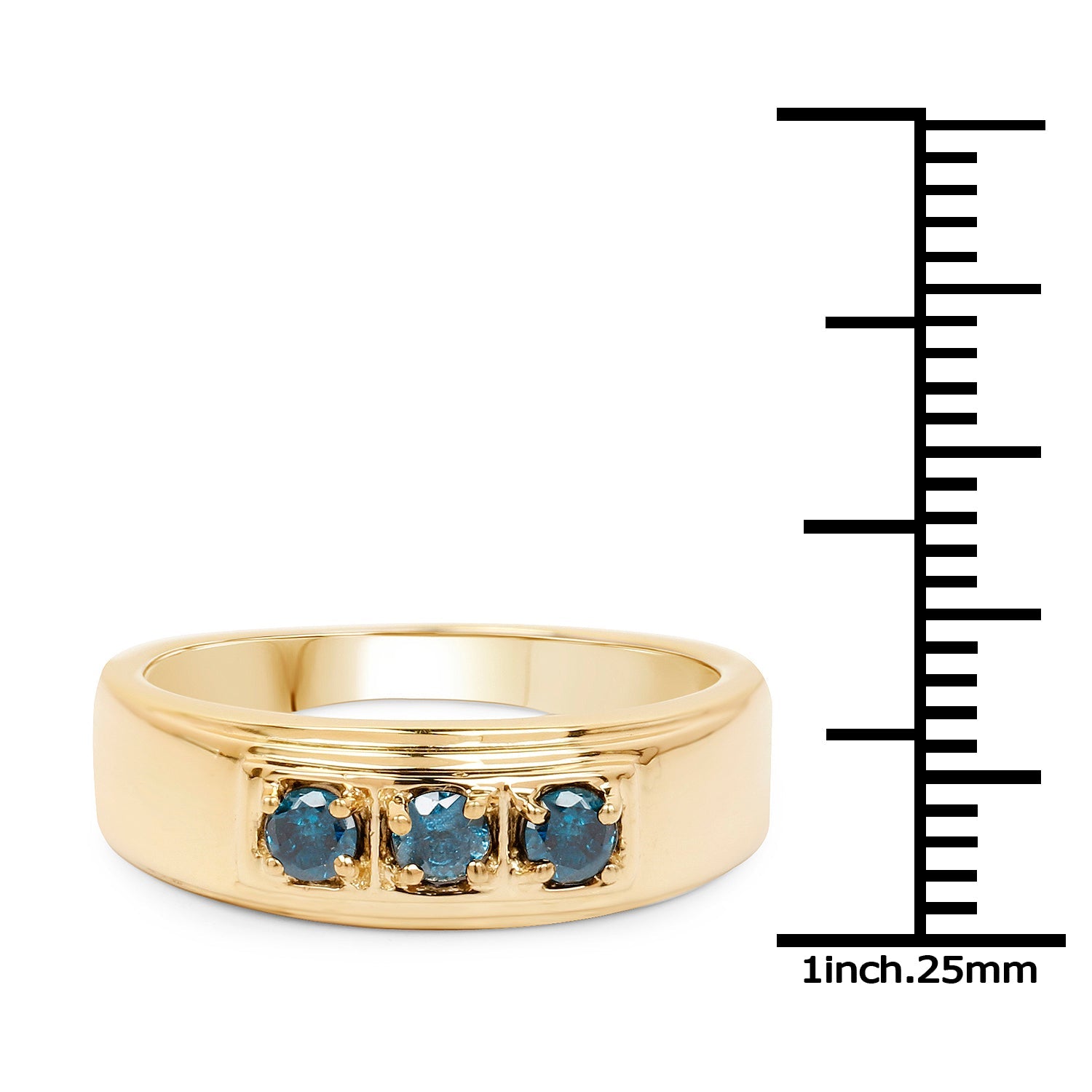 14K Yellow Gold Plated 0.33 Carat Genuine Blue Diamond .925 Sterling Silver Ring by Bids.com