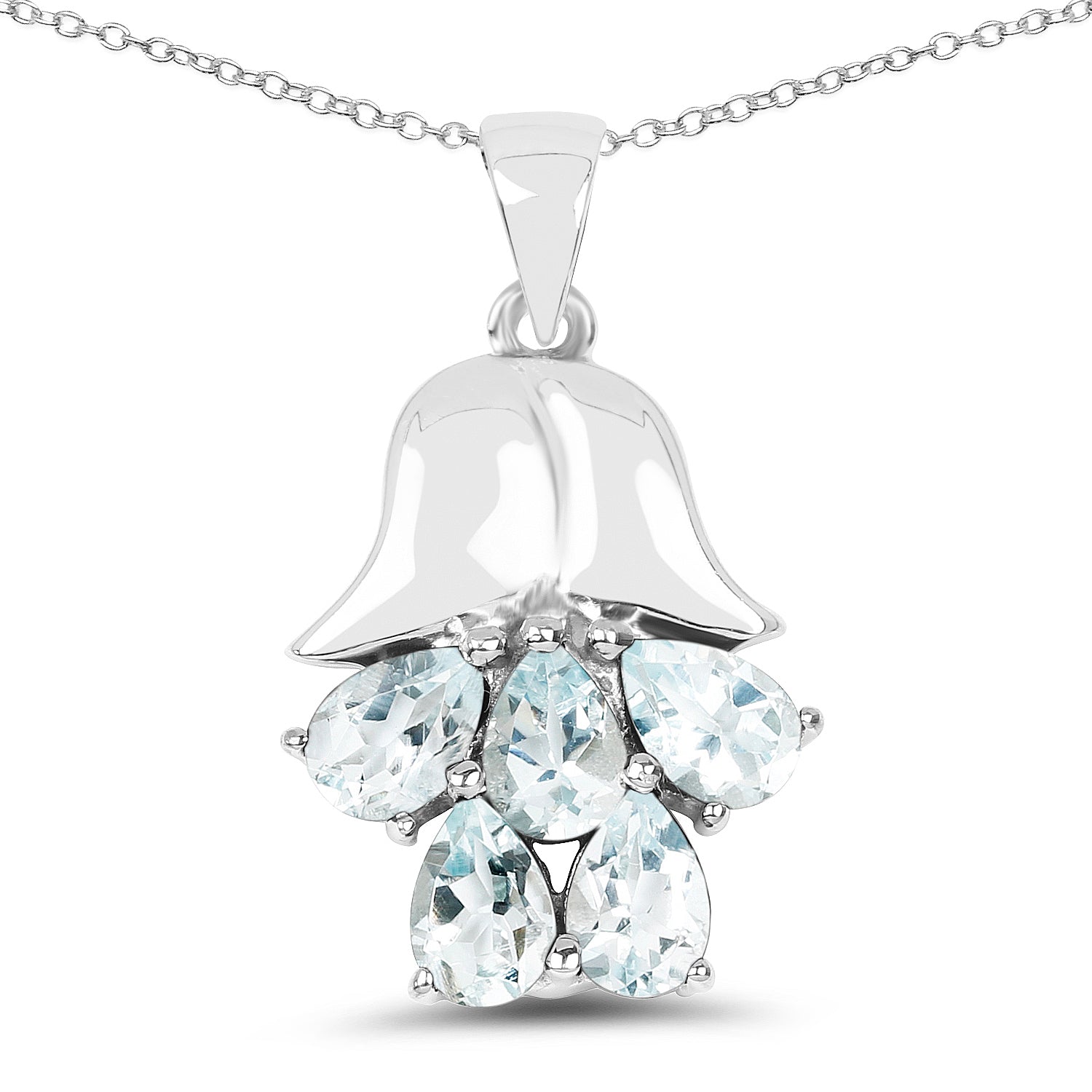 1.75 Carat Genuine Aquamarine .925 Sterling Silver Pendant DestGlow
