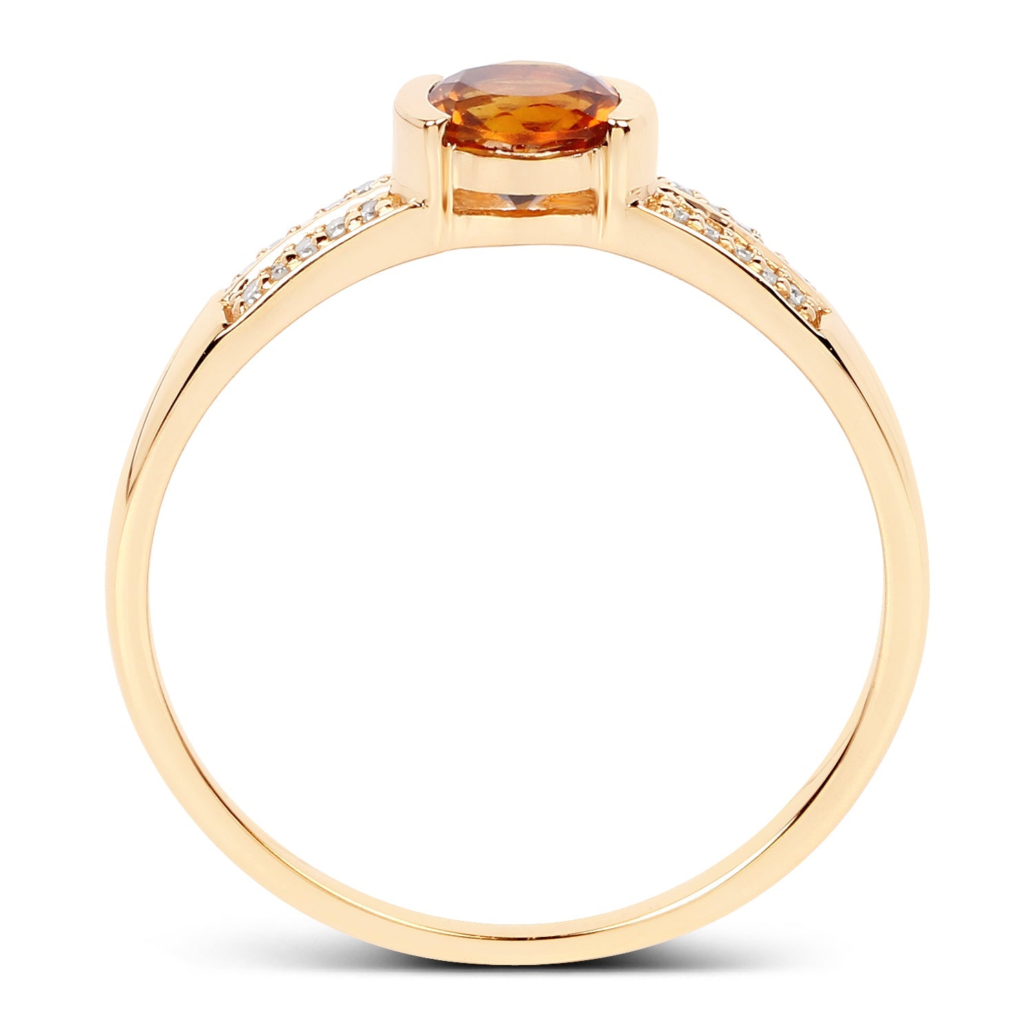 0.51 Carat Genuine Citrine and White Diamond 14K Yellow Gold Ring by Bids.com