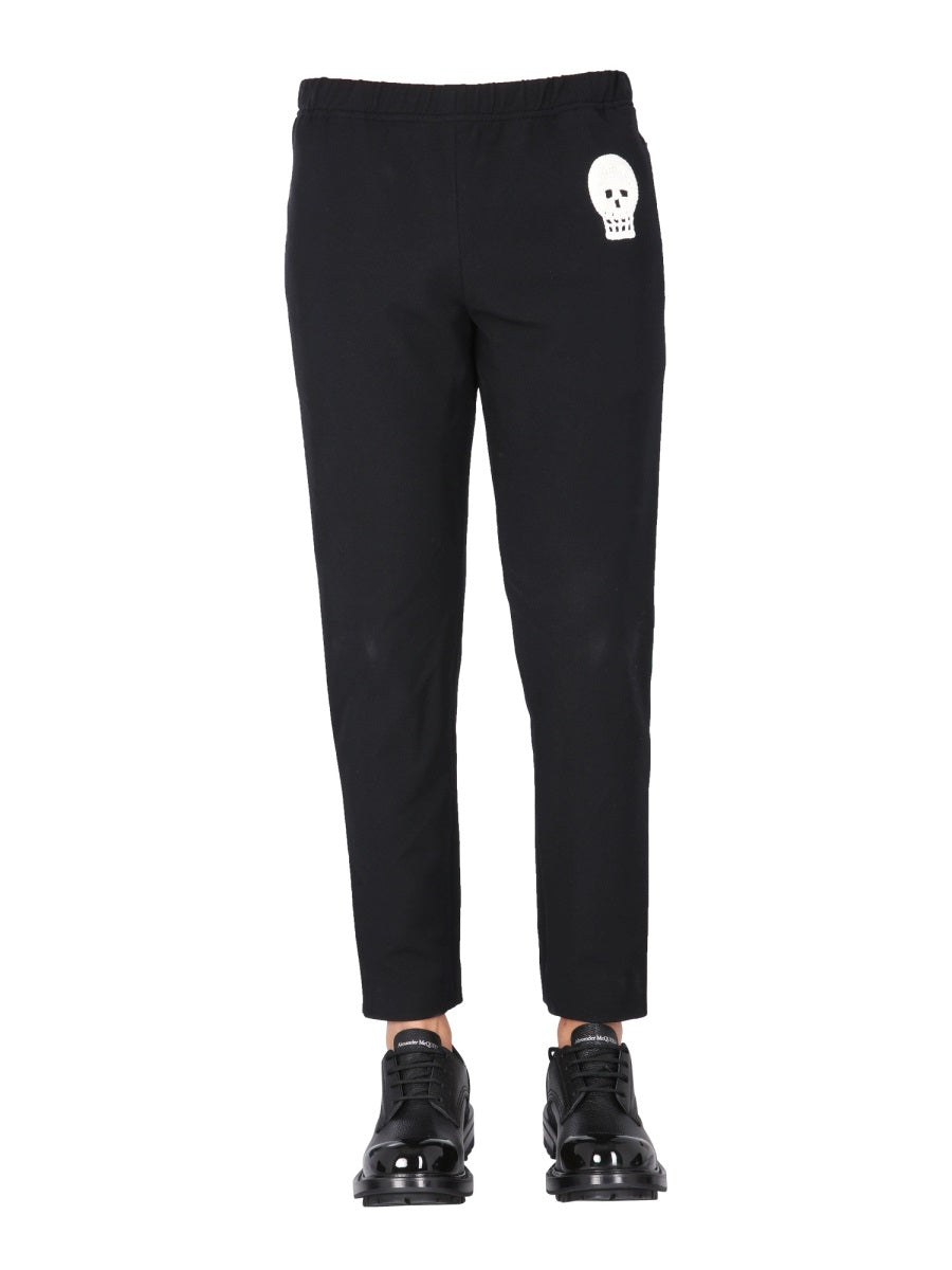 Alexander Mcqueen Men Jogging Pants With Embroidered Skull DestGlow