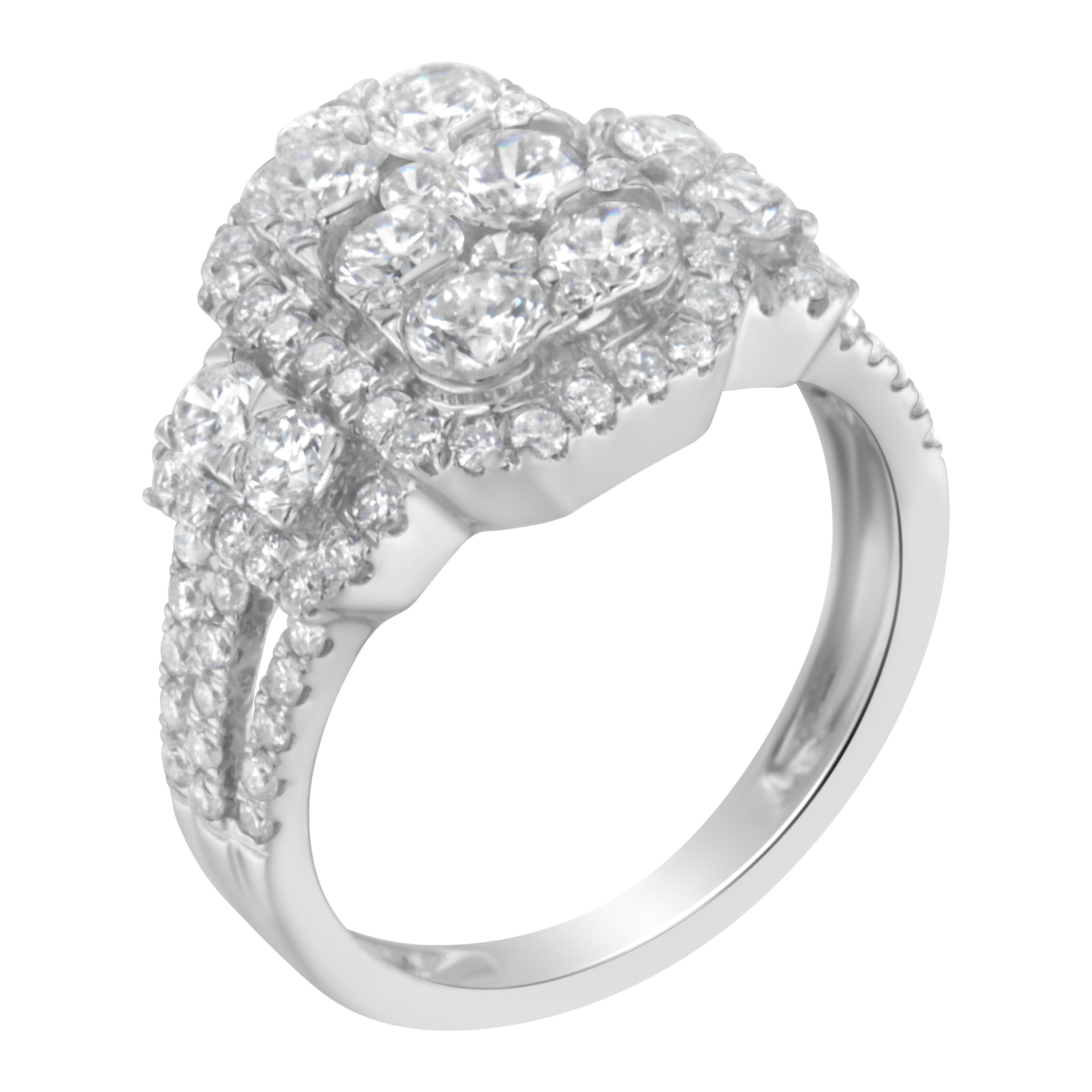 14K White Gold 2 1/4 Cttw Diamond Cocktail Cluster Ring (G-H Color, SI2-I1 Clarity) - Size 7 by Bids.com