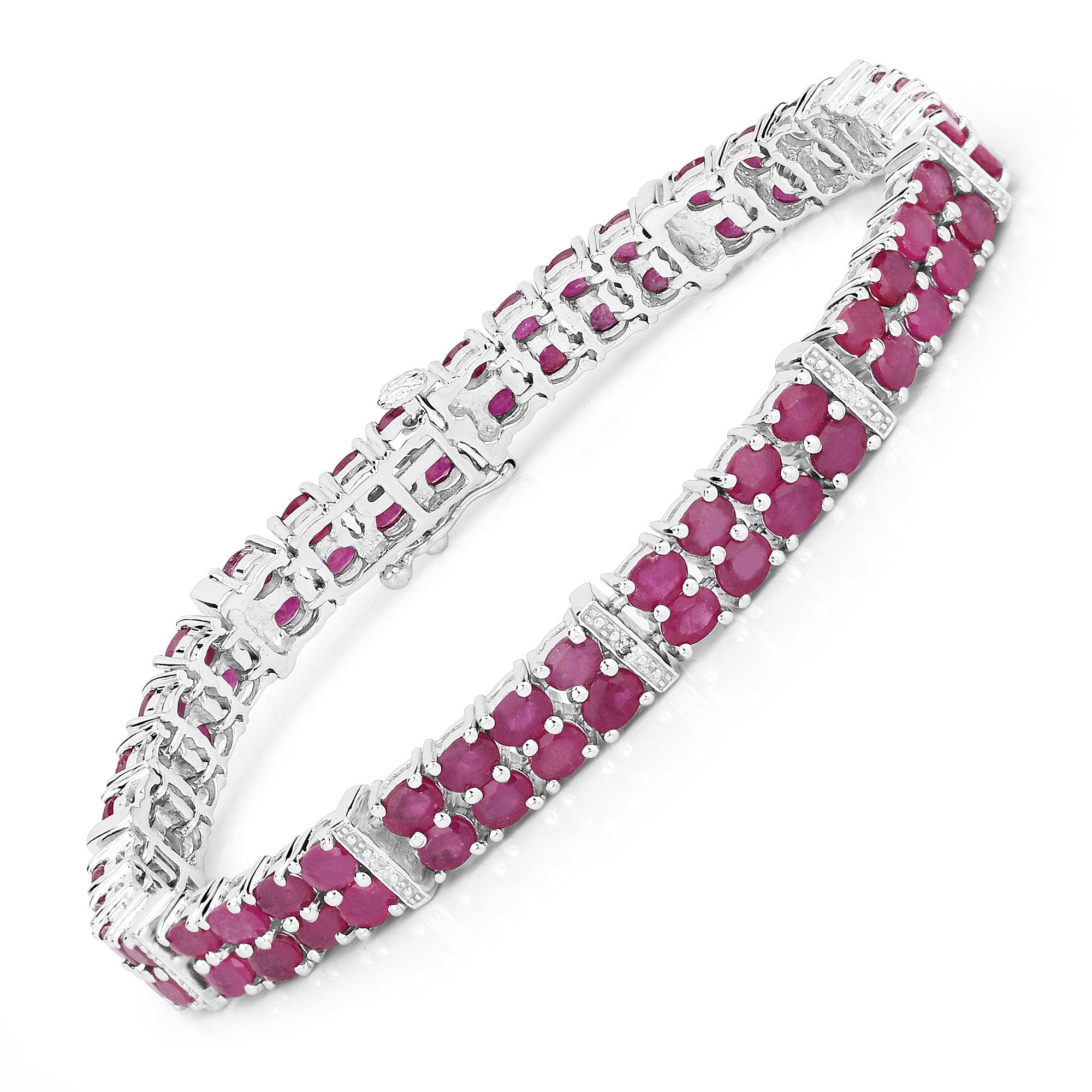 17.65 Carat Glass Filled Ruby and White Topaz .925 Sterling Silver Bracelet by Bids.com