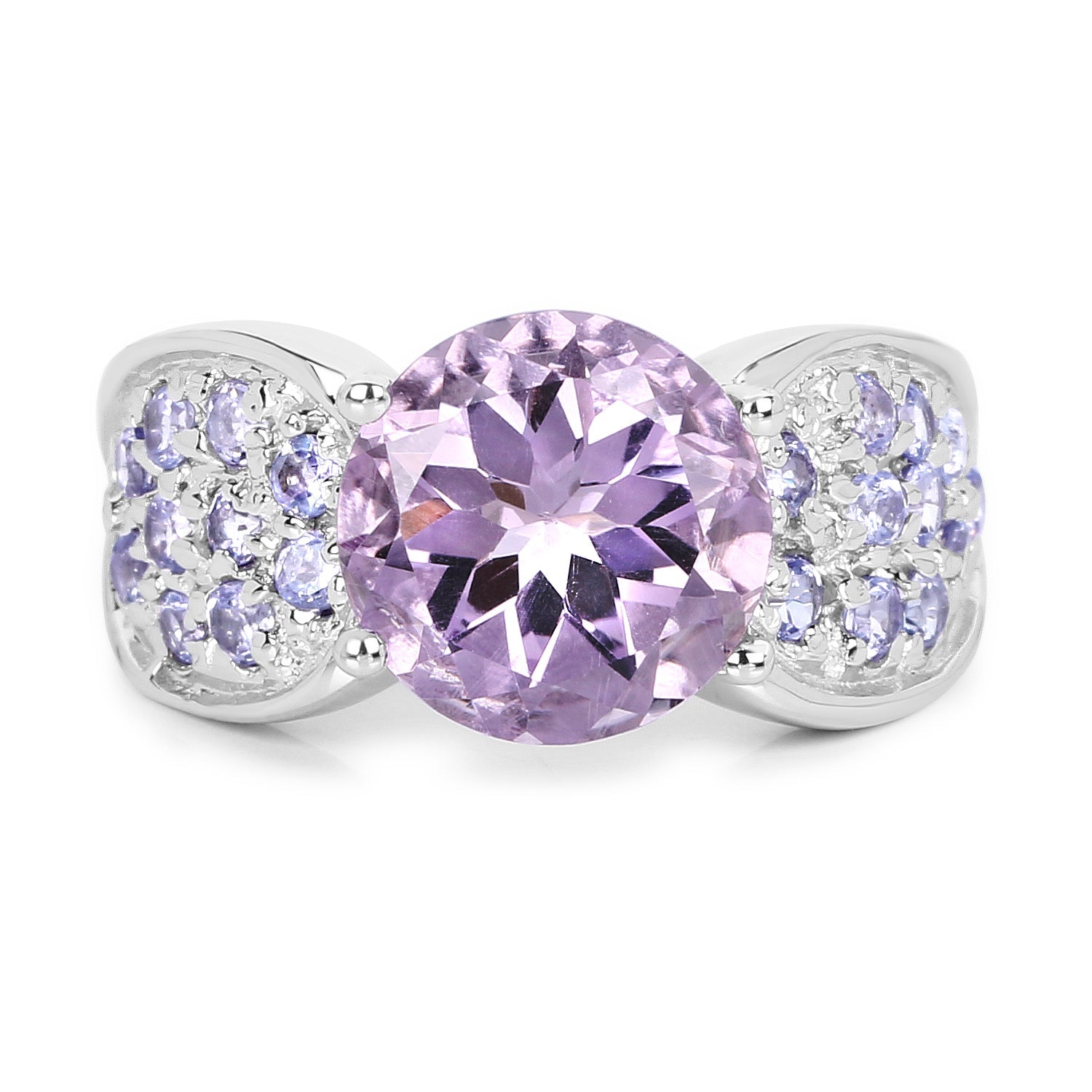 4.07 Carat Genuine Amethyst & Tanzanite .925 Sterling Silver Ring by Bids.com
