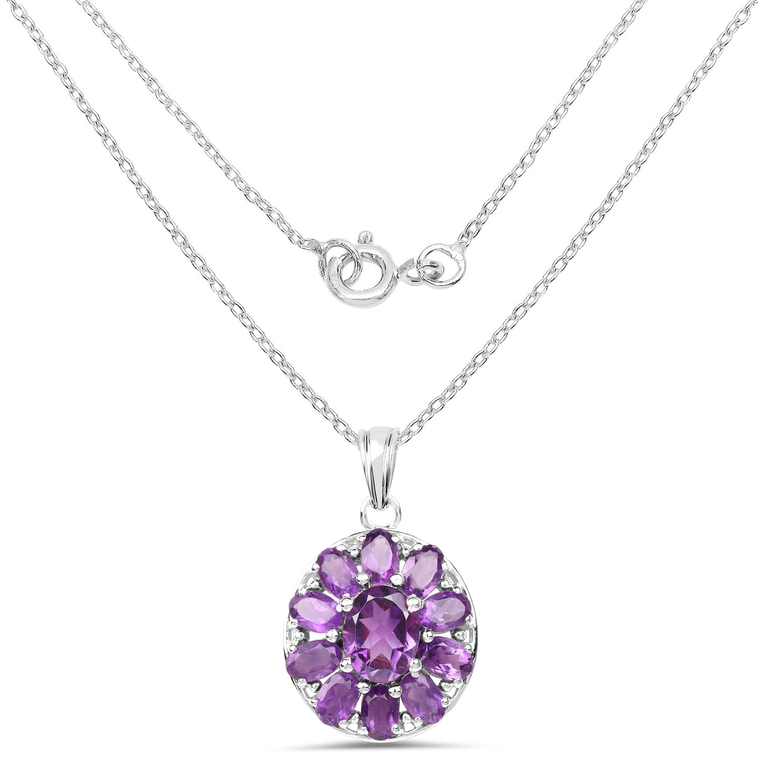 6.50 Carat Genuine Amethyst .925 Sterling Silver Pendant DestGlow