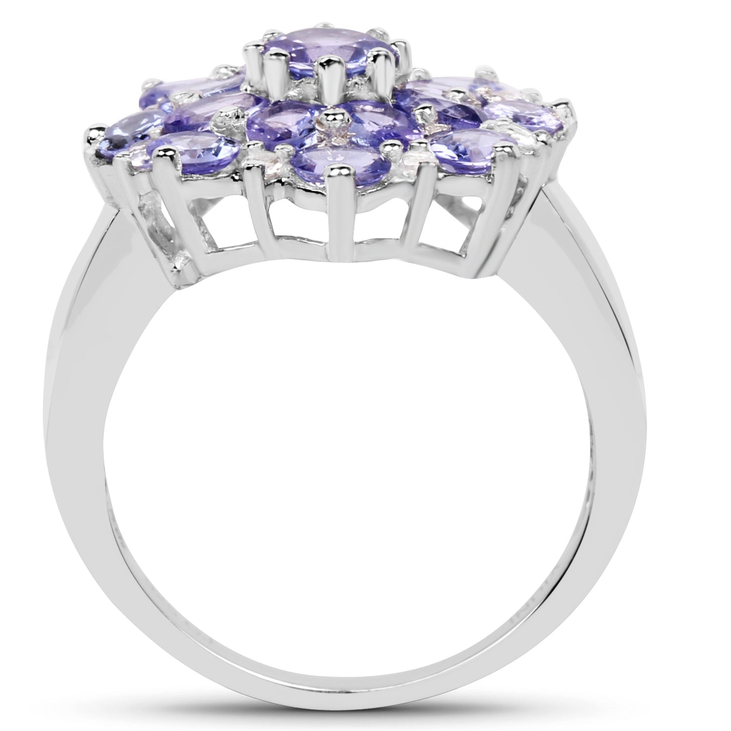 3.37 Carat Genuine Tanzanite and White Topaz .925 Sterling Silver Ring by Bids.com