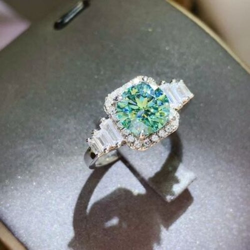 3 Carat Moissanite Ring - Platinum Plated 925 Sterling Silver
