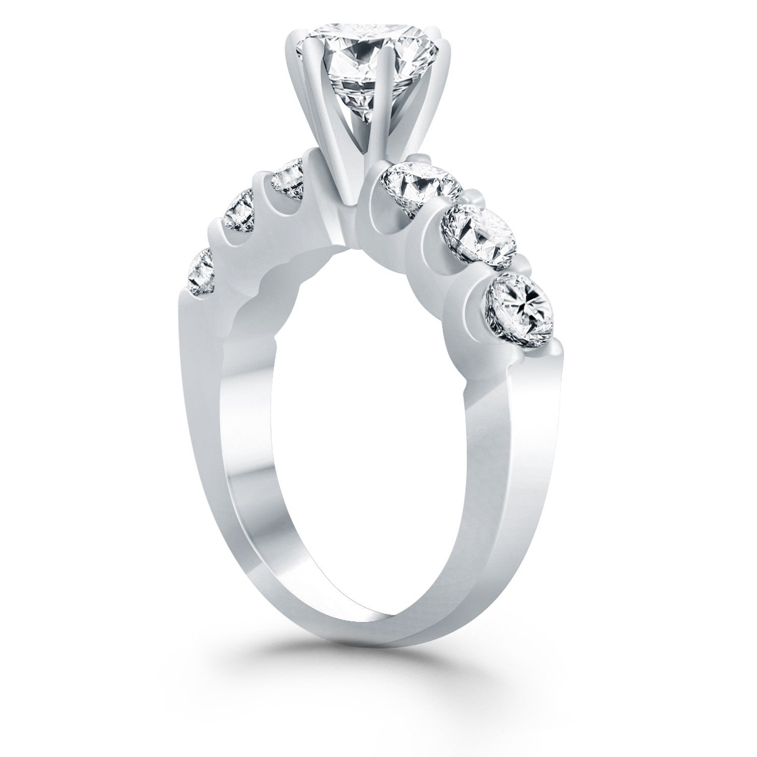 14k White Gold Shared Prong Diamond Engagement Ring by Bids.com