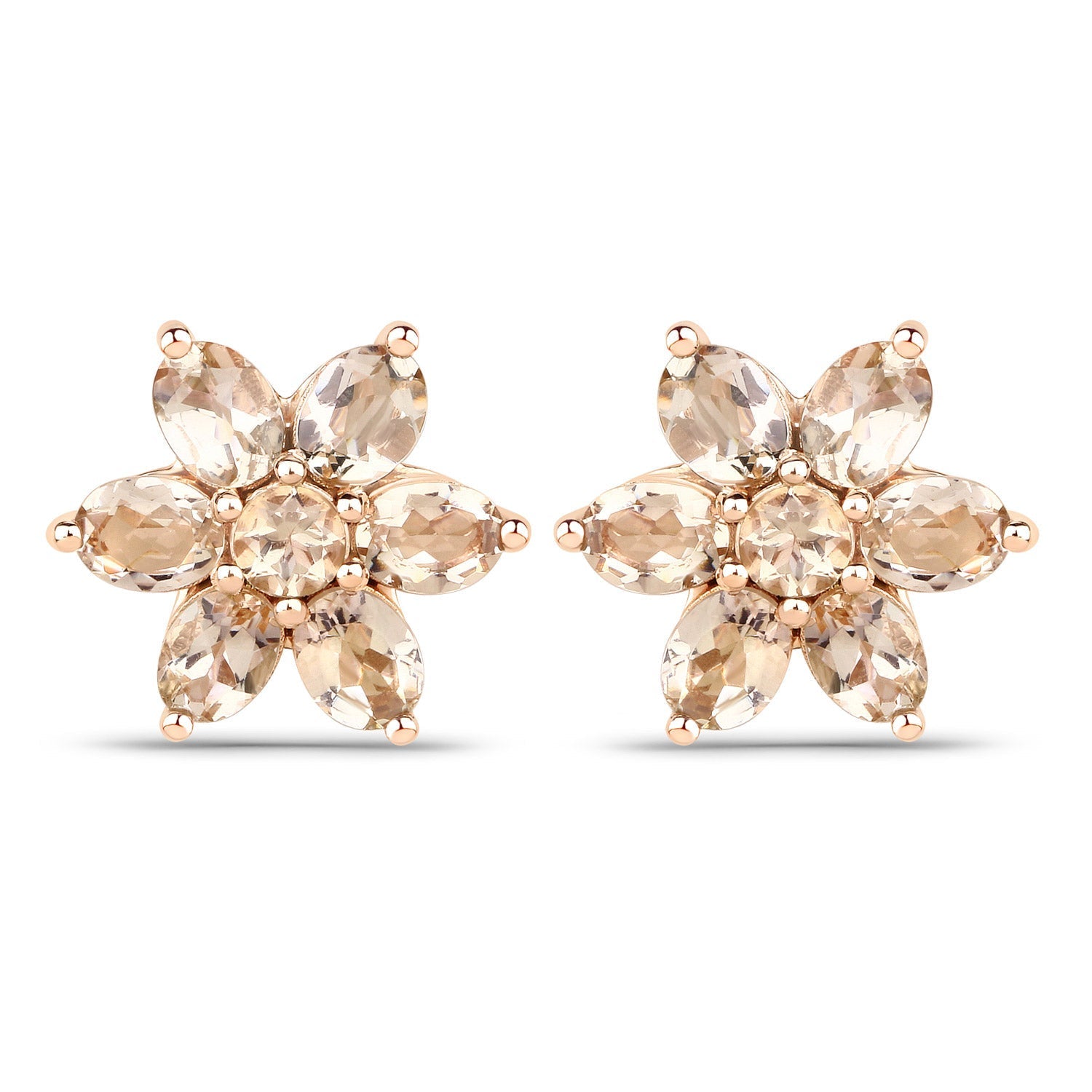 1.98 Carat Genuine Morganite 10K Rose Gold Earrings DestGlow