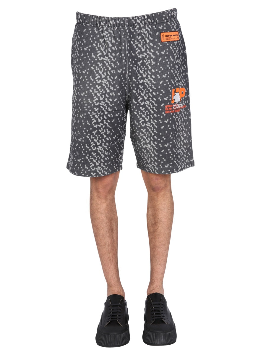Heron Preston Men Bermuda With Rubber Logo DestGlow
