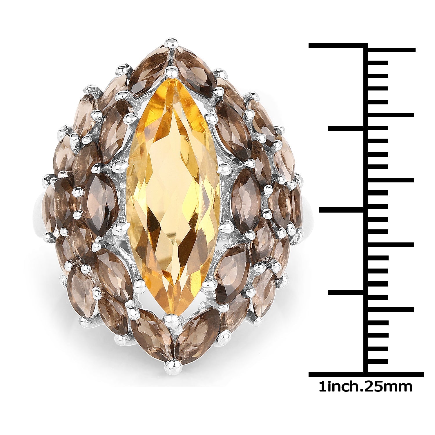 6.20 Carat Genuine Citrine & Smoky Quartz .925 Sterling Silver Ring by Bids.com