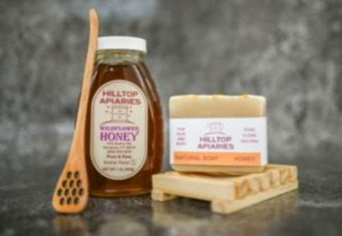 Self-Care Gift Set - Wildflower Honey & Natural Honey Soap with Wooden Holder