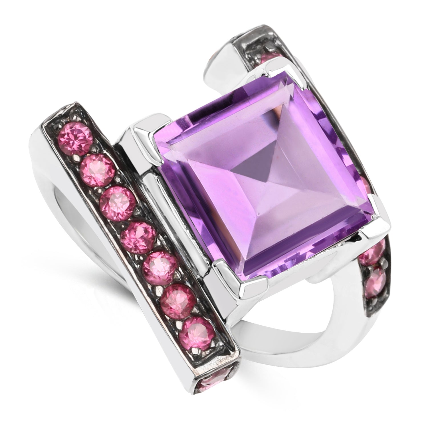 6.90 Carat Genuine Amethyst and Rhodolite .925 Sterling Silver Ring by Bids.com