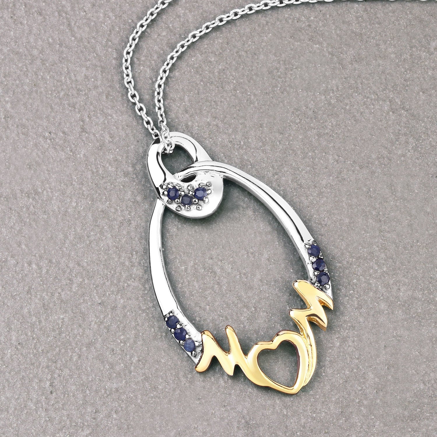 0.18 Carat Genuine Blue Sapphire .925 Sterling Silver Pendant by Bids.com