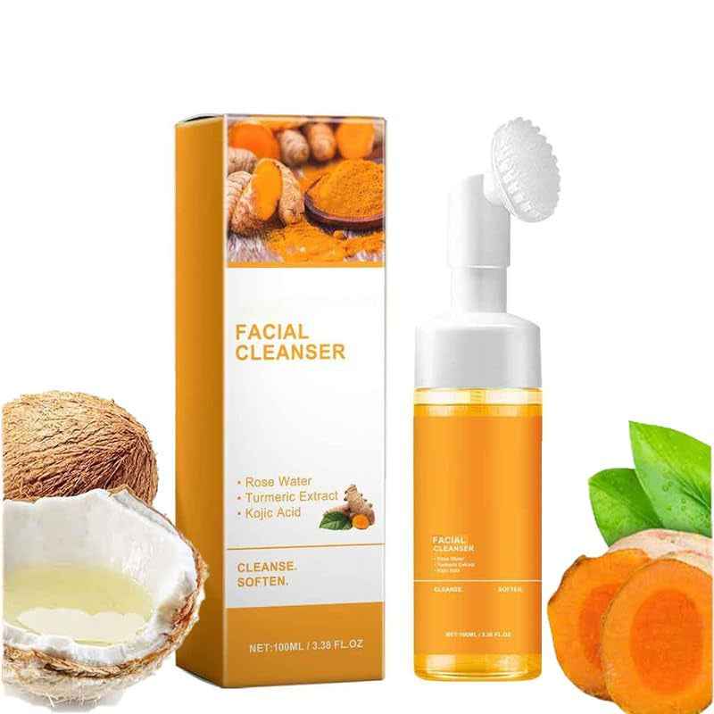 1Pcs Turmeric Facial Cleanser,Urmeric Facial Cleanser,Turmeric Foaming Cleanser,Deep Cleansing of Facial Skin, Turmeric Foaming Cleanser for All Skin