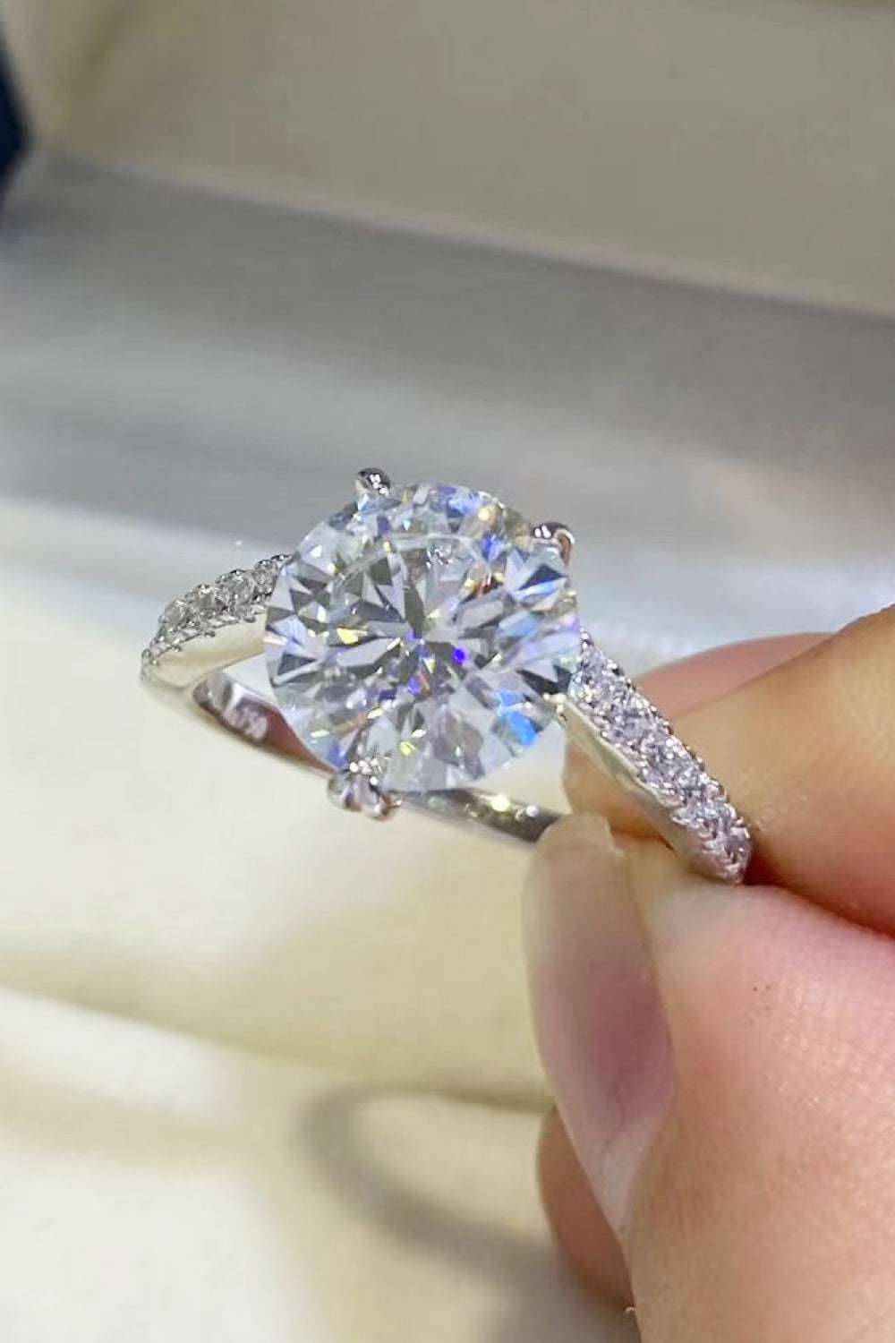 3 Carat Brilliant Round Cut Sparkala™ Platinum Over Pure Sterling Silver Ring by Sparkala