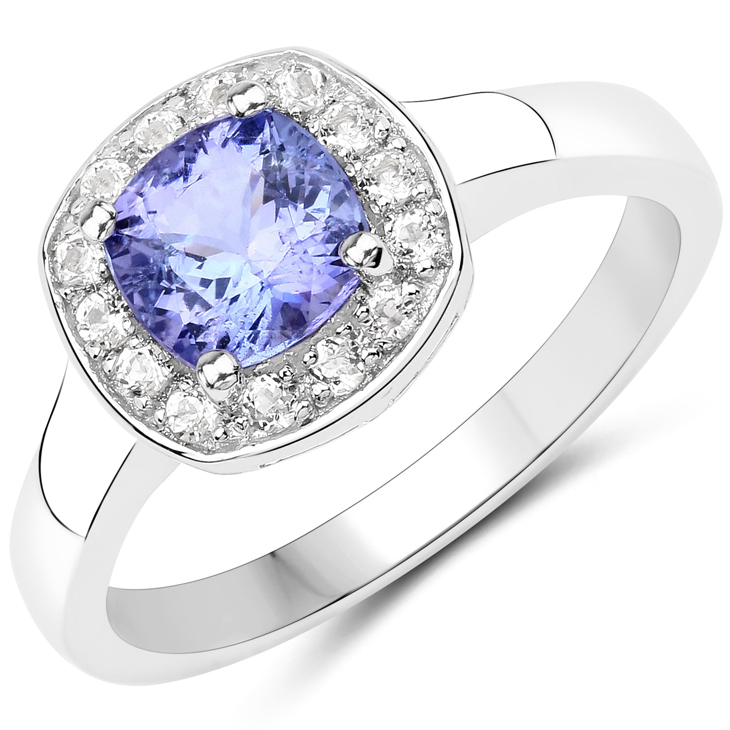 1.51 Carat Genuine Tanzanite and White Topaz .925 Sterling Silver ring by Bids.com