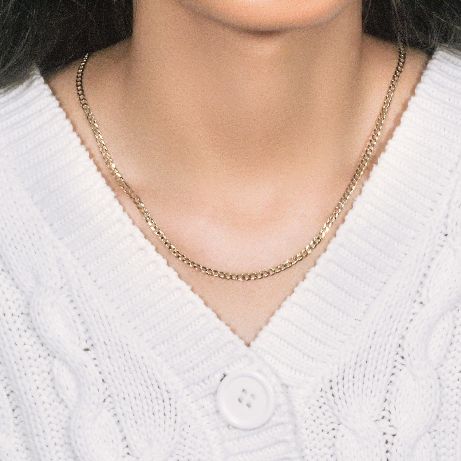 14k Yellow Gold Solid Curb Chain (3.20 mm) DestGlow